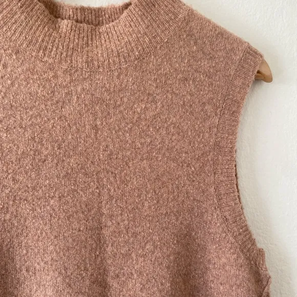 🍂 Brochu Walker Freya Wool Blend Tan Sleeveless Mockneck Asymmetrical Sweater 🍂