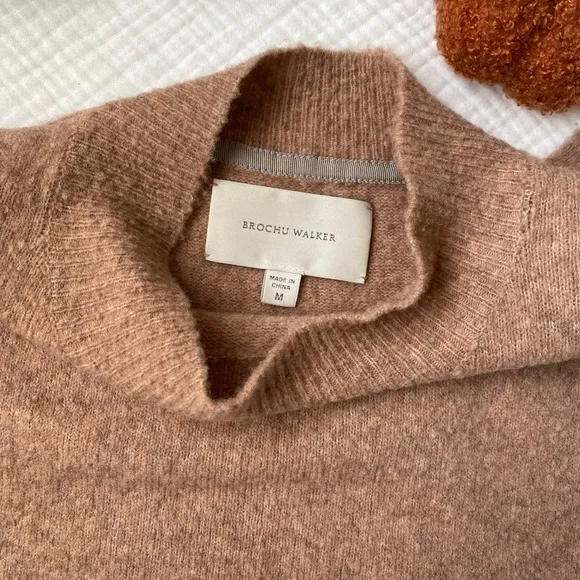 🍂 Brochu Walker Freya Wool Blend Tan Sleeveless Mockneck Asymmetrical Sweater 🍂