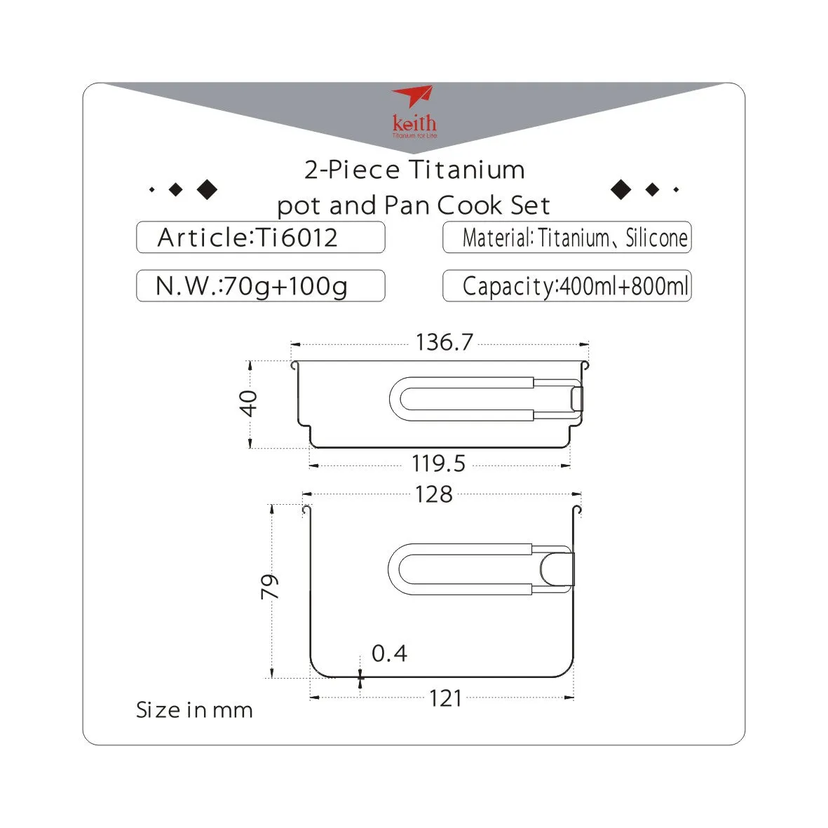 2-Piece Titanium pot and Pan Cook Set