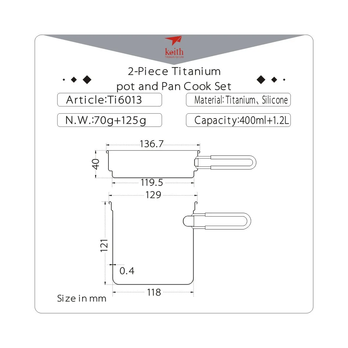 2-Piece Titanium pot and Pan Cook Set
