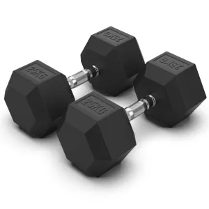 25KG Rubber Hex Dumbbell Pair