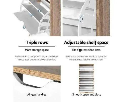 48 Pairs Shoe Cabinet Rack Organiser Storage Shelf Wooden