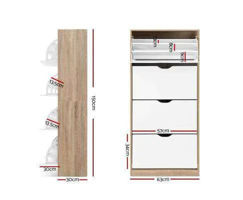 48 Pairs Shoe Cabinet Rack Organiser Storage Shelf Wooden
