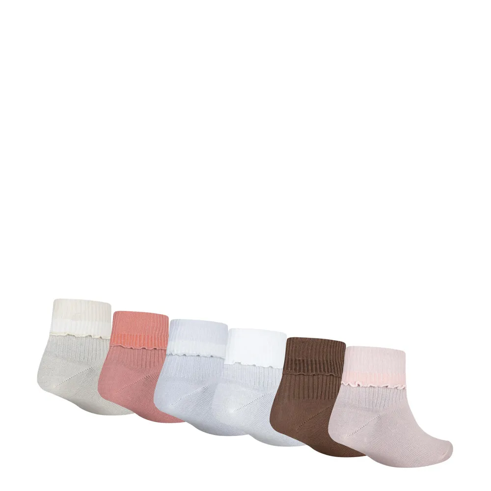 6 Pack Medium Fold Over Ankle Sock