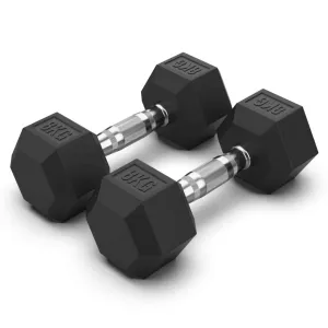 8KG Rubber Hex Dumbbell Pair