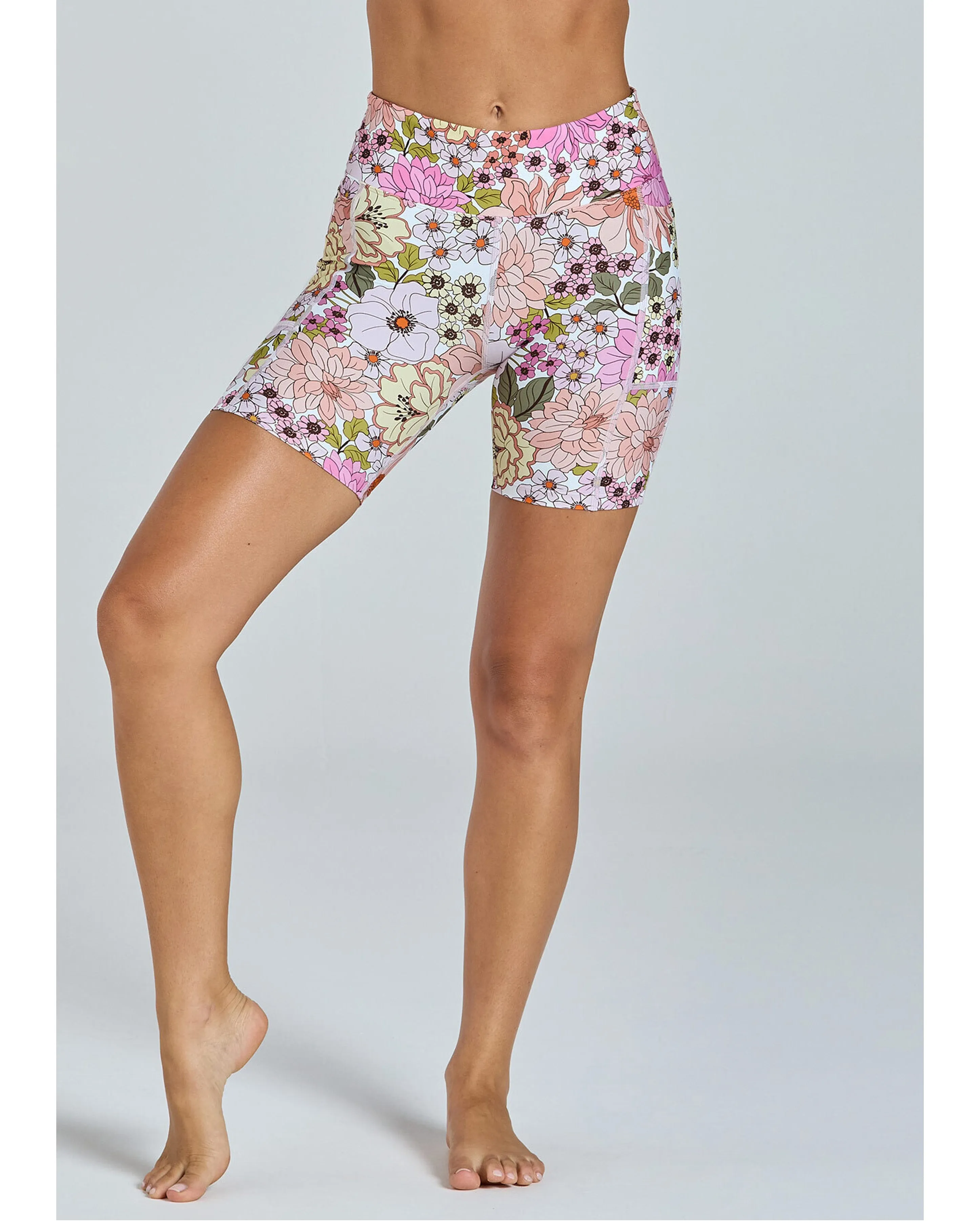 Abi and Joseph Endurance Dual Pocket Mid-Thigh Short -Blush Blooms