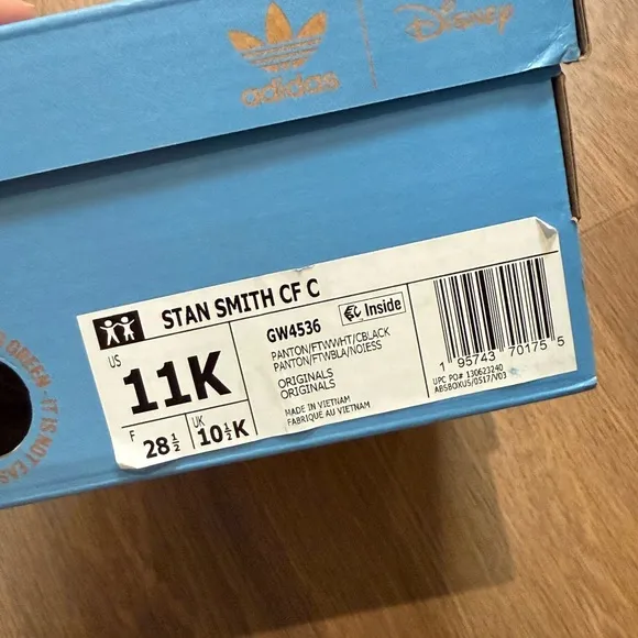 Adidas Kids Limited Edition Disney Genie Stan Smith Blue Sneakers