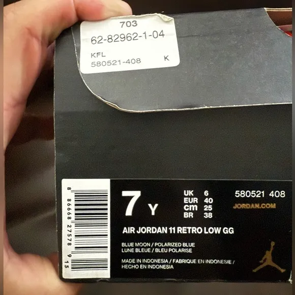 AIR JORDAN 11 LOW “BLUE MOON” WORN 1 TIME! SIZE 7Y! READ DESCRIPTION 1ST!
