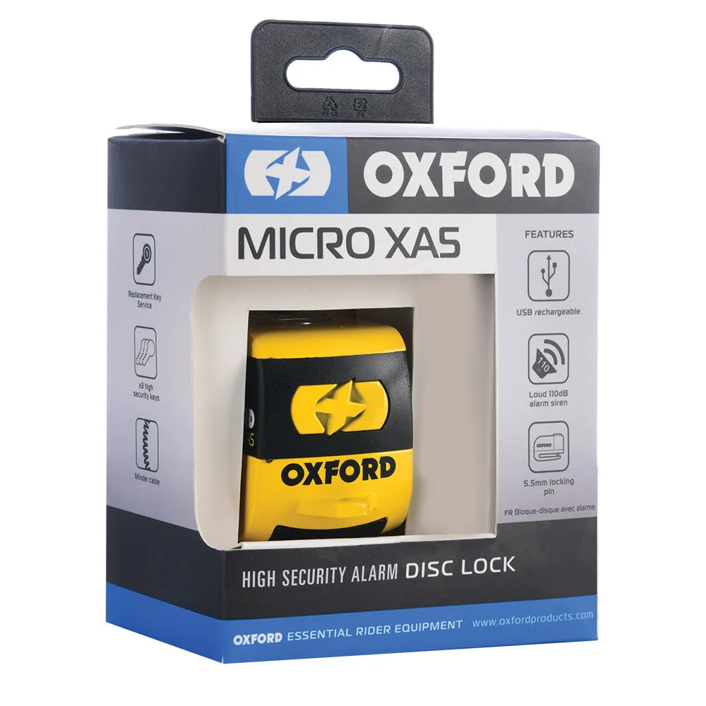 Alarm Disc Lock Oxford Micro XA5, Yellow/Black