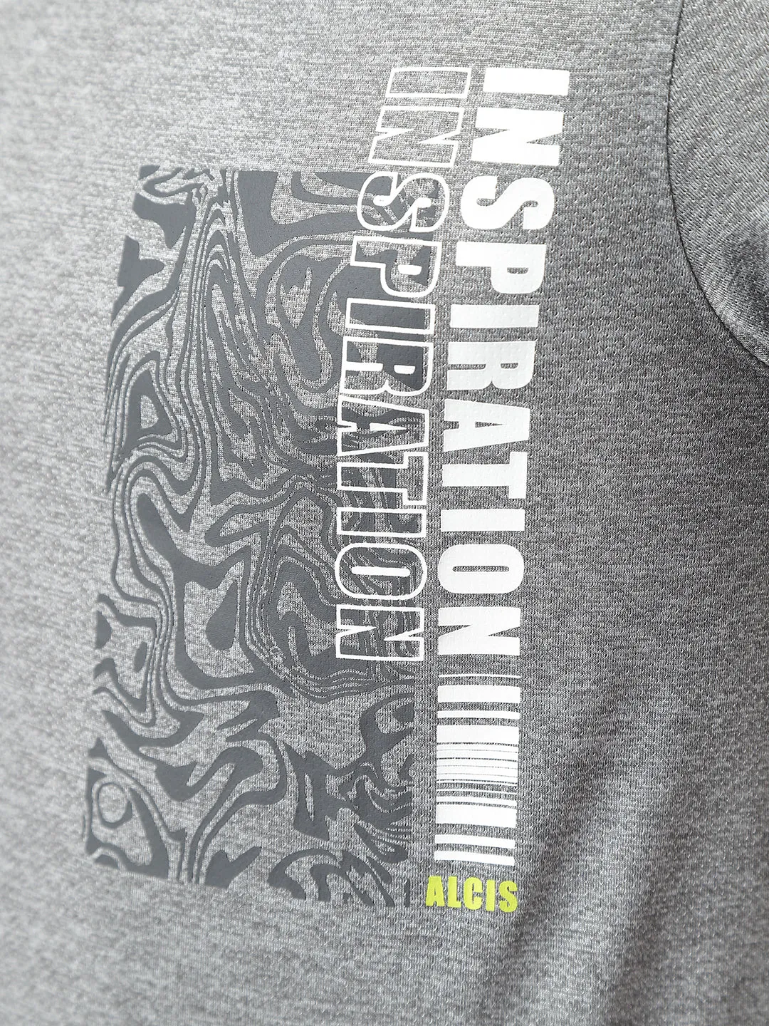 Alcis Men Printed Grey Cationic Anti-Static Slim-Fit Round Neck Training T-Shirt