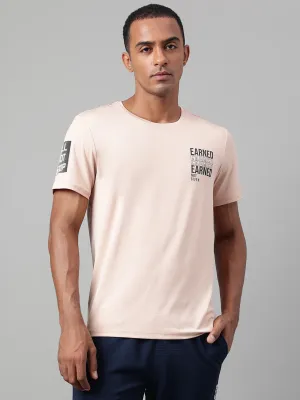 Alcis Men's Printed Gold Anti-Static Drytech  Slim-Fit Training Tee