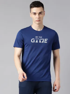 Alcis Men's Printed Navy Anti-Static Drytech  Slim-Fit Training Tee
