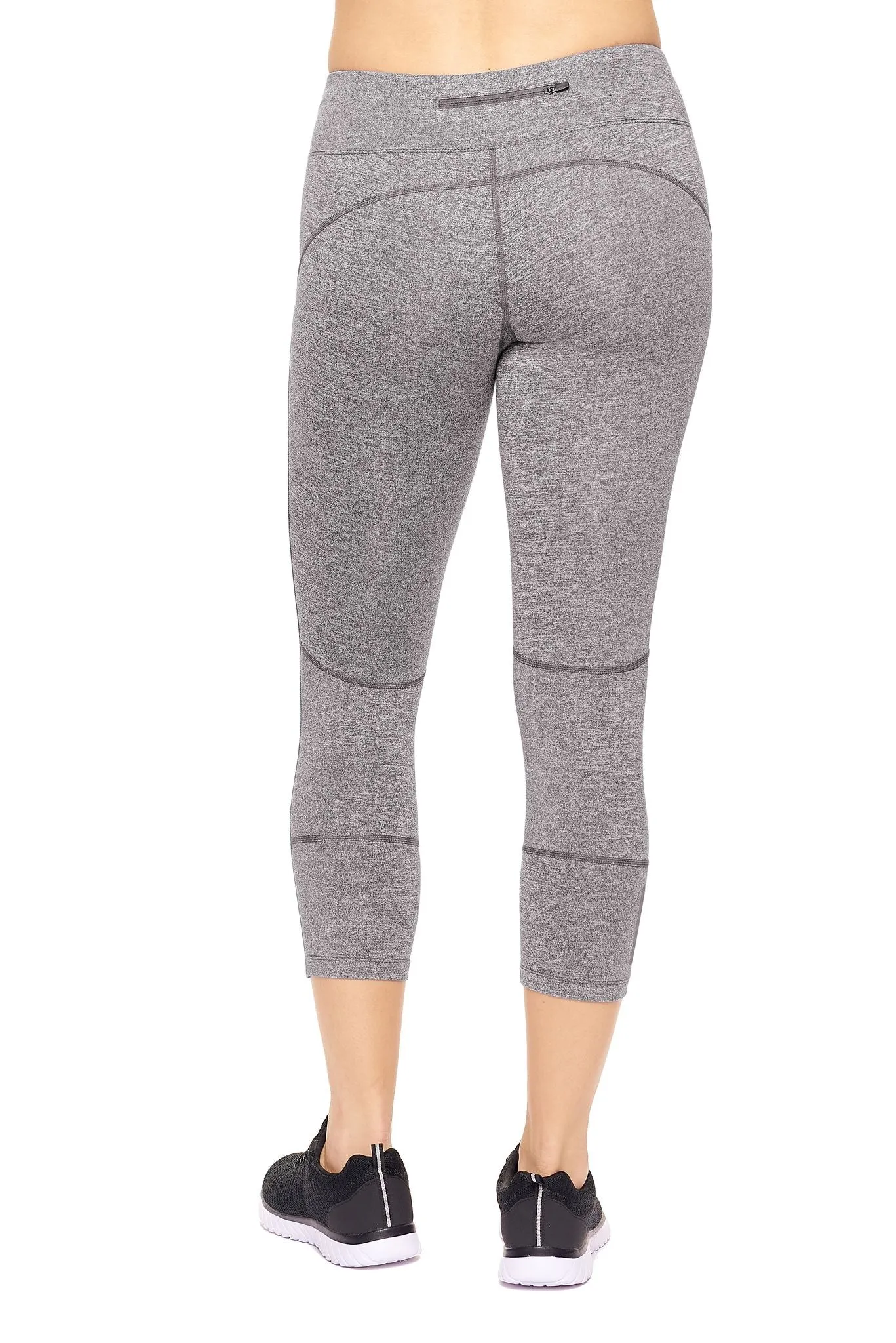 AQ1011 Mid-Rise Zipper Pocket Capri Leggings