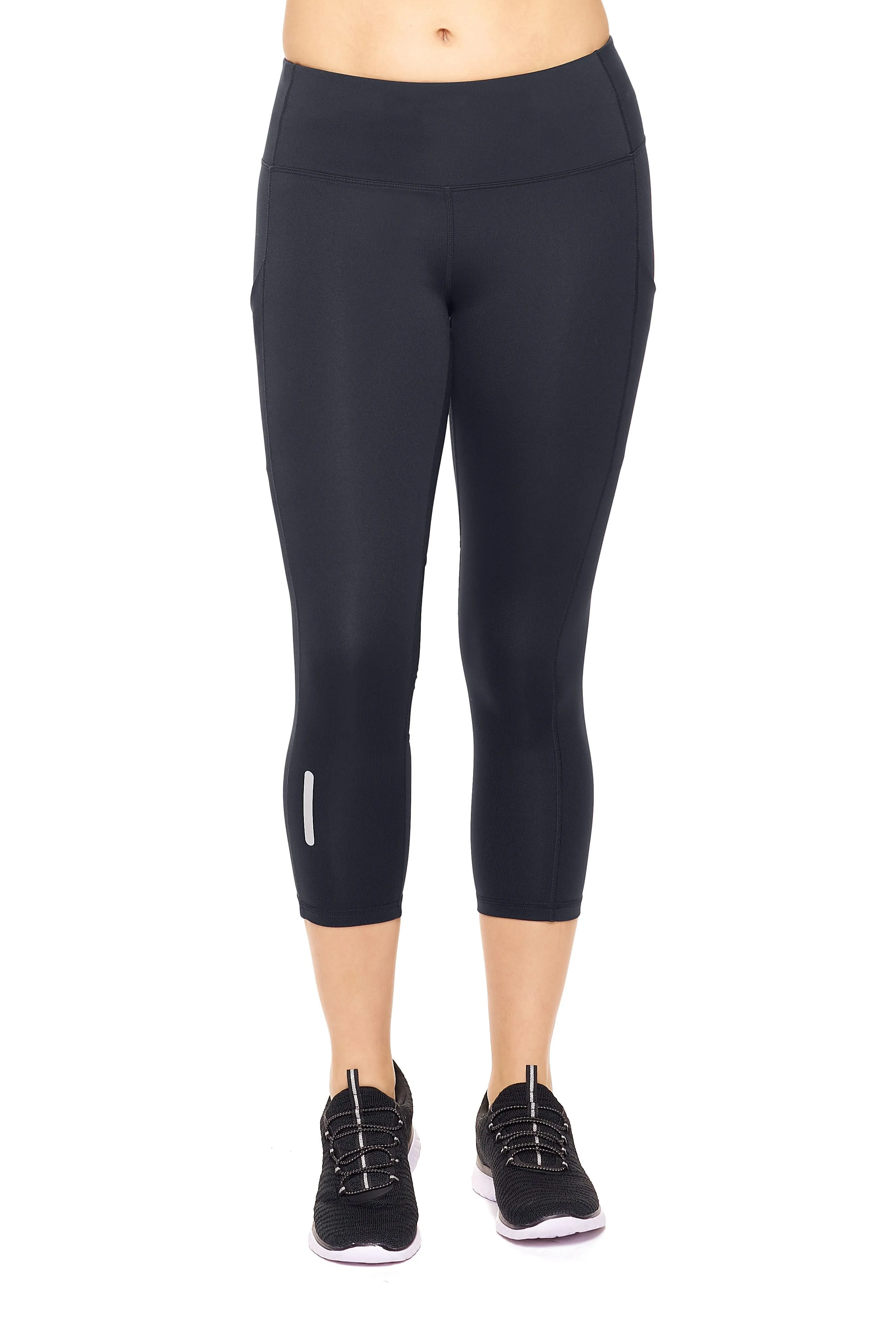 AQ1026 Mid-Rise Pocket Mesh Panel Capri Leggings