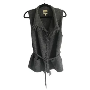 ARITZIA Wilfred Alpaca Wool Sleeveless Sweater Cardigan Vest Fringe Gray XS