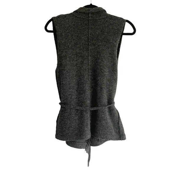 ARITZIA Wilfred Alpaca Wool Sleeveless Sweater Cardigan Vest Fringe Gray XS