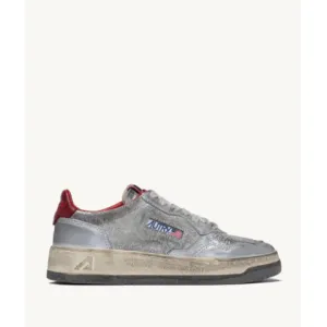 Autry Sup Vintage in Silver and Red Suede
