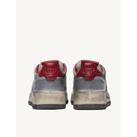 Autry Sup Vintage in Silver and Red Suede