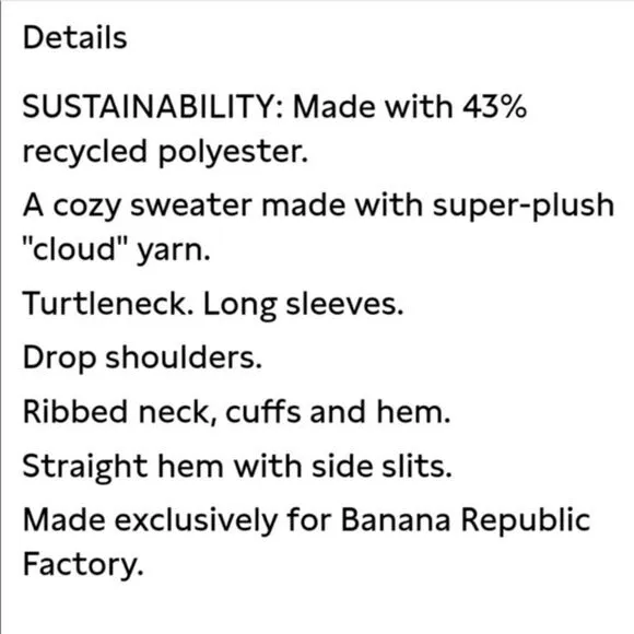 Banana Republic Petite Cozy Oversized Turtleneck Sweater