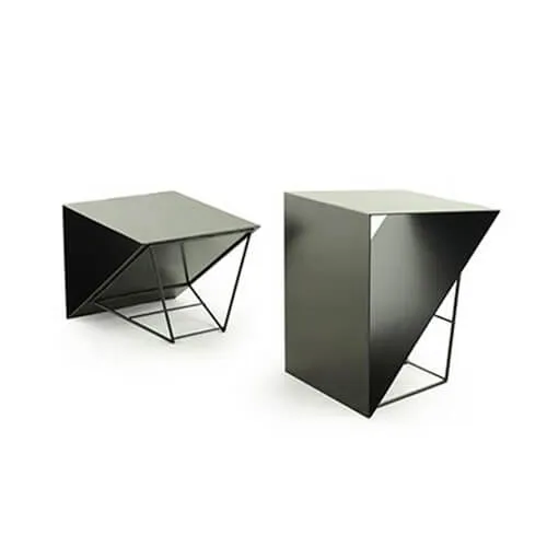Black Rubic Metal Geometric Stool