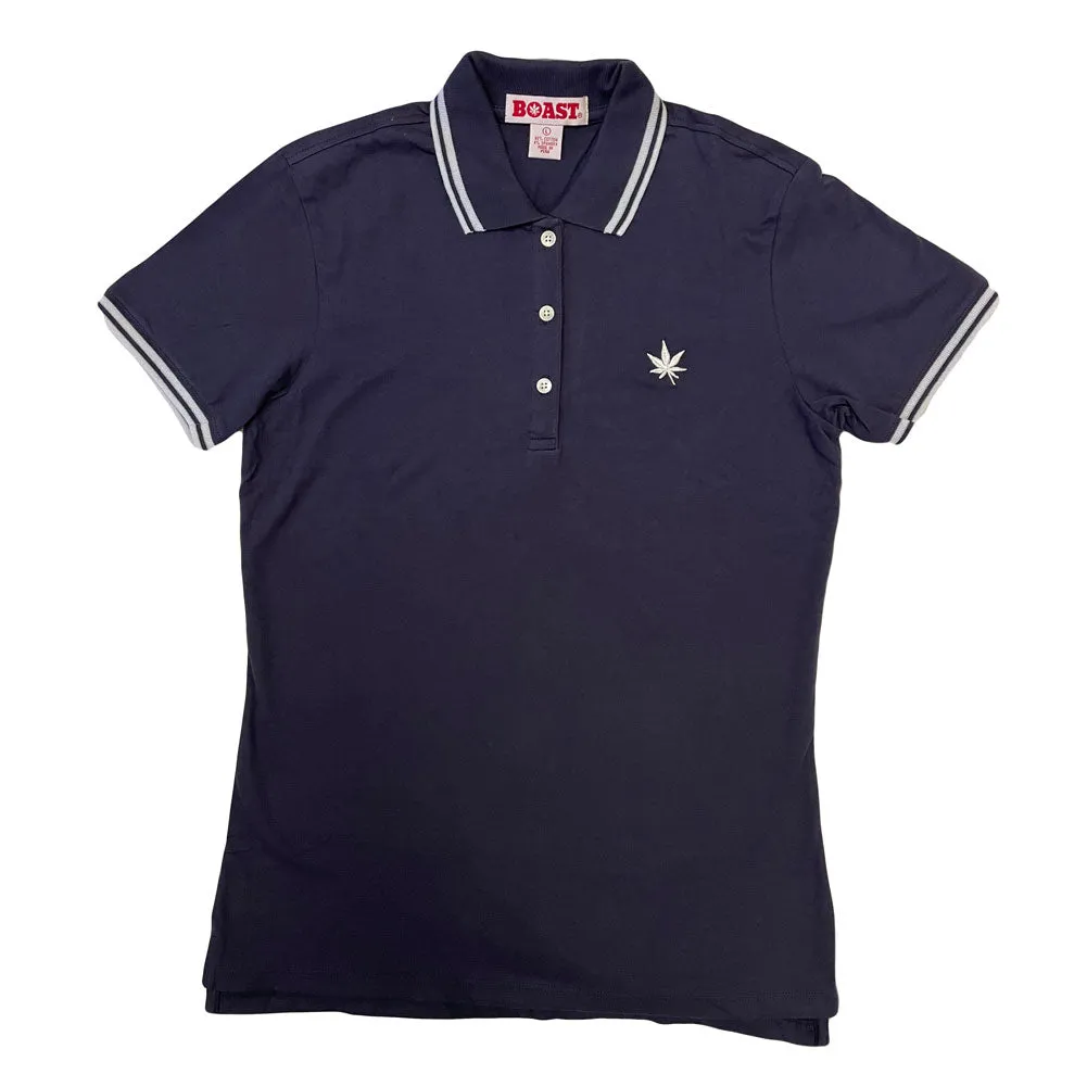 BOAST Women's Navy/Light Blue Tipped Polo Shirt $65 NEW