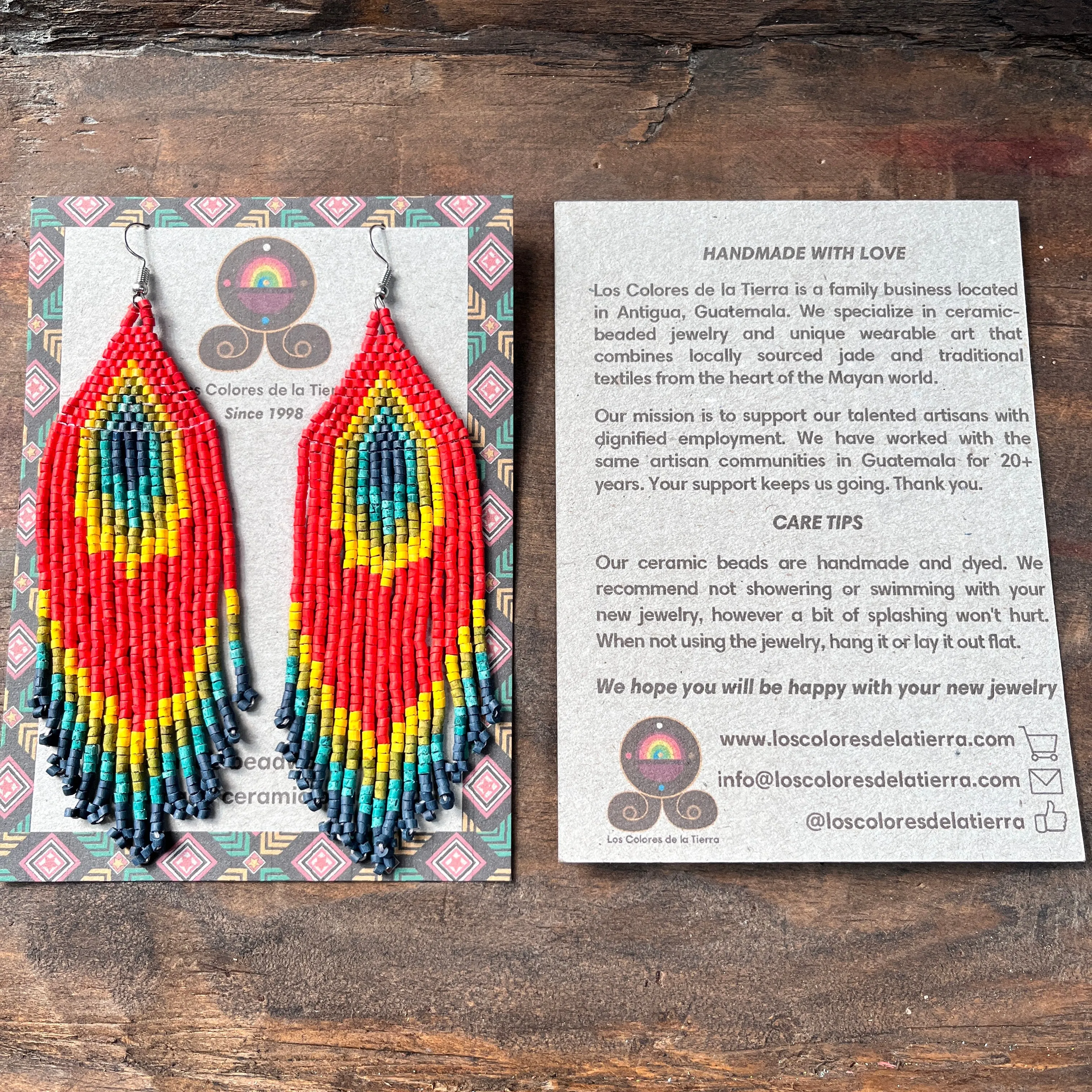 Boho Chic Earrings with Fringes in Natural Stone Ceramic