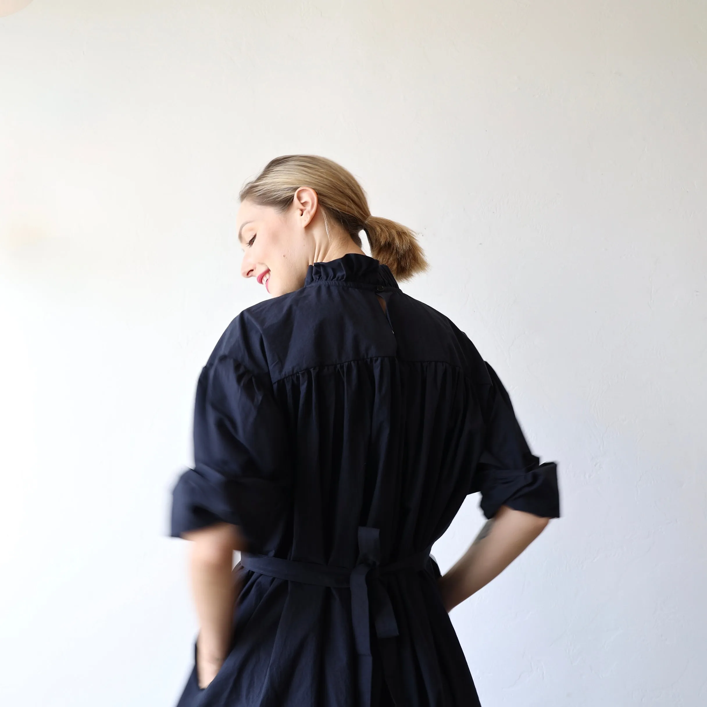 Bon Ruffle Collar Dress - Navy