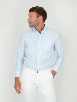 CAMICIA IN COTONE OXFORD RIGHE AZZURRE