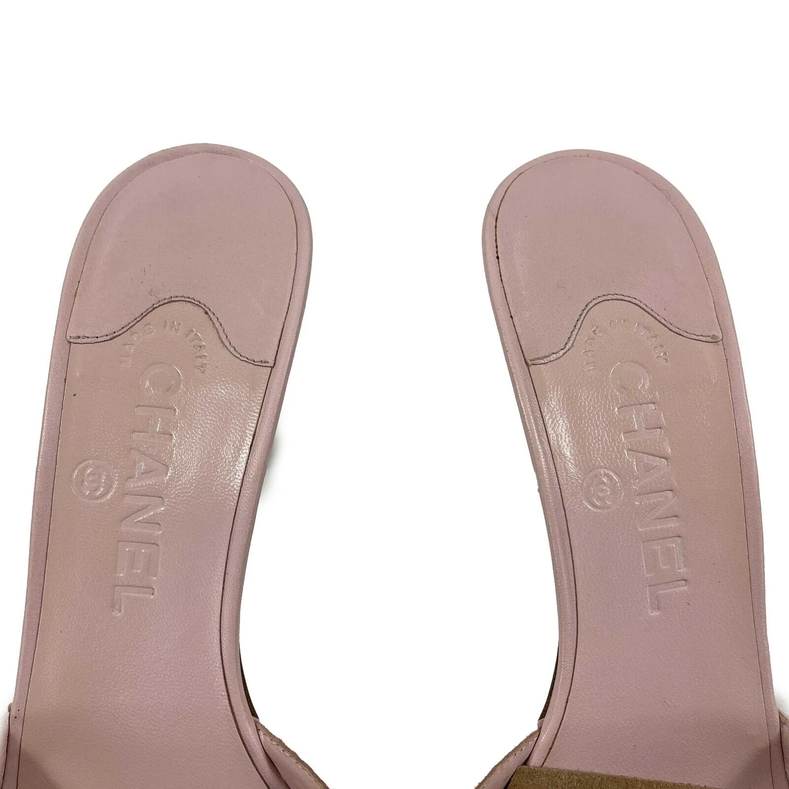 CHANEL - Camellia Print Open Toe Heels - Pale Pink - 40 US 10