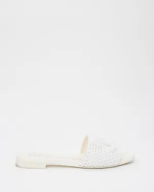 Chanel White Crochet Logo Coco Beach 24' Slides - 39.5