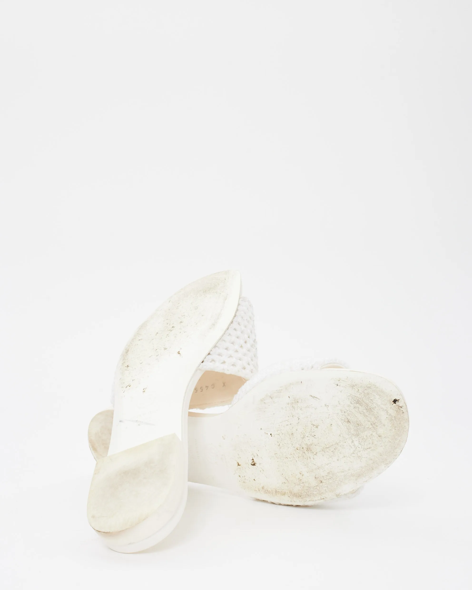 Chanel White Crochet Logo Coco Beach 24' Slides - 39.5