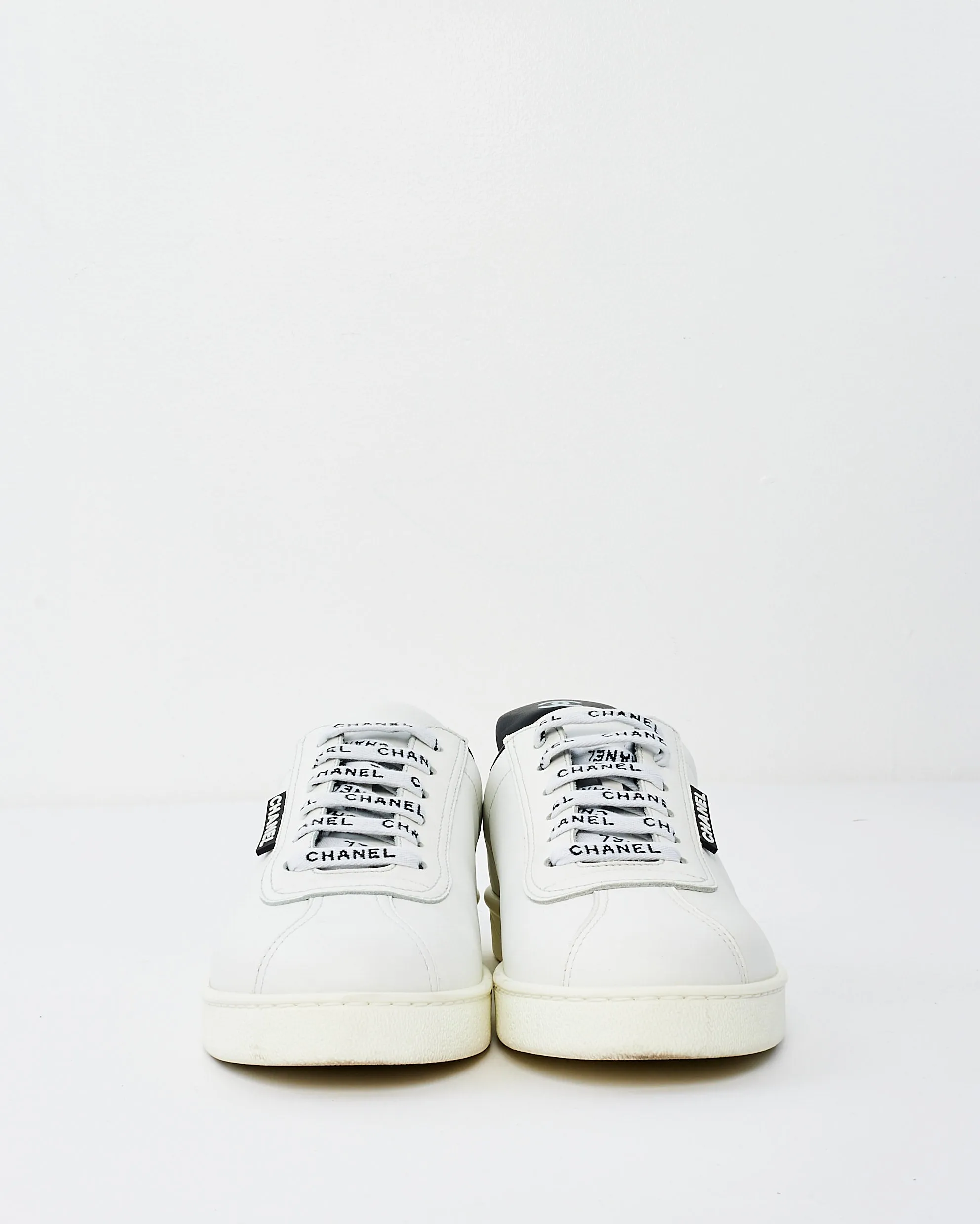 Chanel White Leather Lace Up Weekend Sneakers - 39