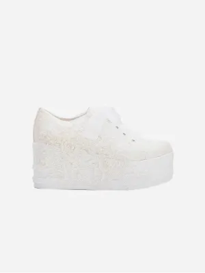 Claudine Lace High Heel Wedding Sneakers | Ivory