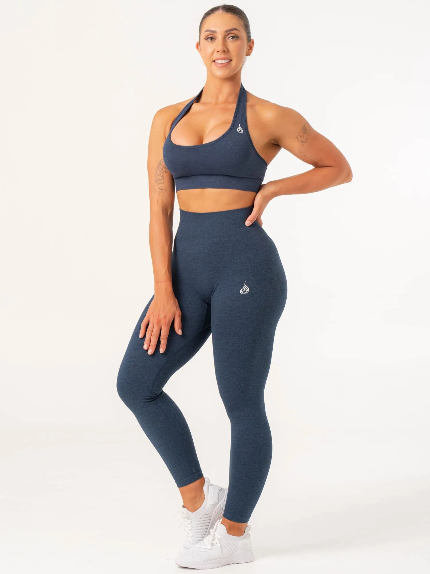 Contour Halter Bra - Navy Marl