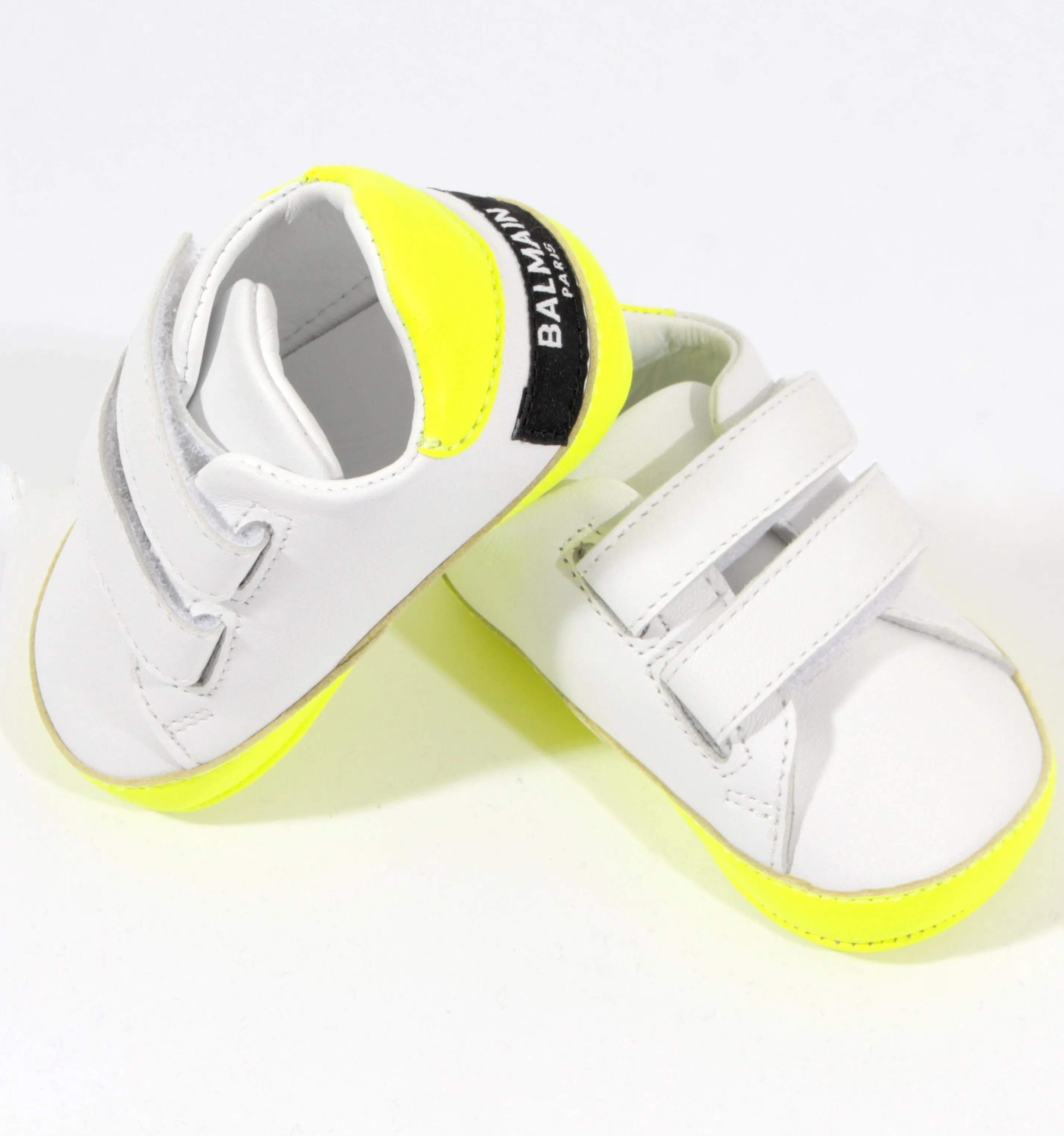 Crib Shoes With Contrast Soles - White & Yellow