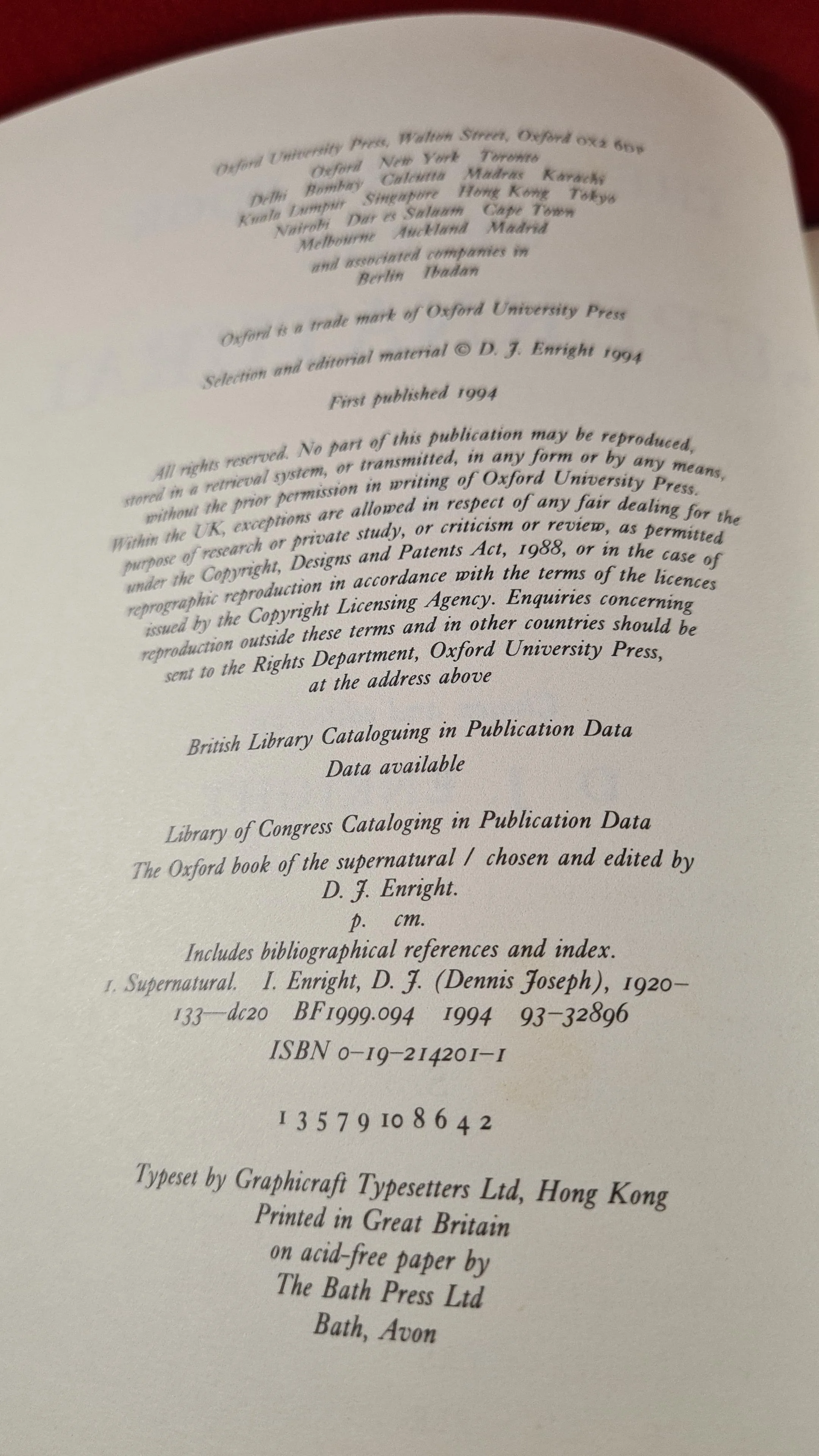 D J Enright - The Oxford Book of the Supernatural, Oxford University Press, 1994