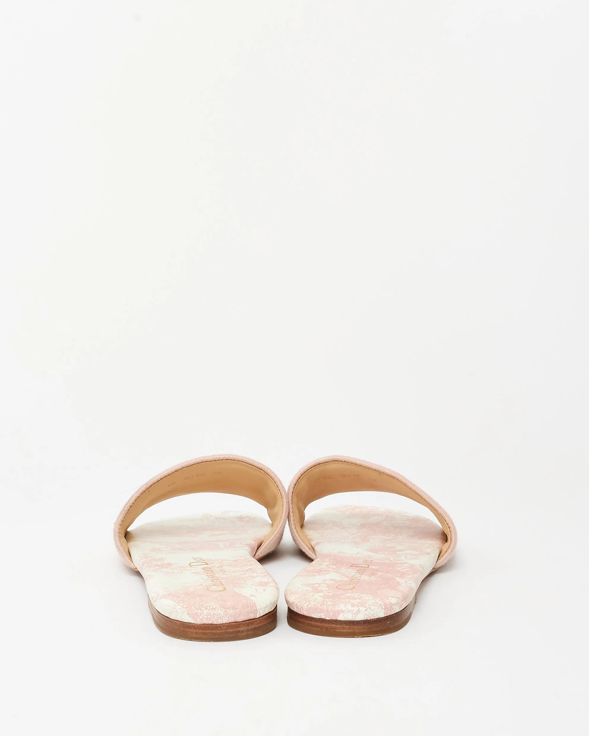 Dior Pink Embroidered Cotton and Toile de Jouy Motif DWay Slides - 36