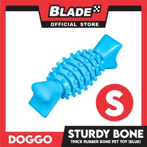 Doggo Sturdy Bone (Blue) Small Size Thick Rubber Material Pet Toy
