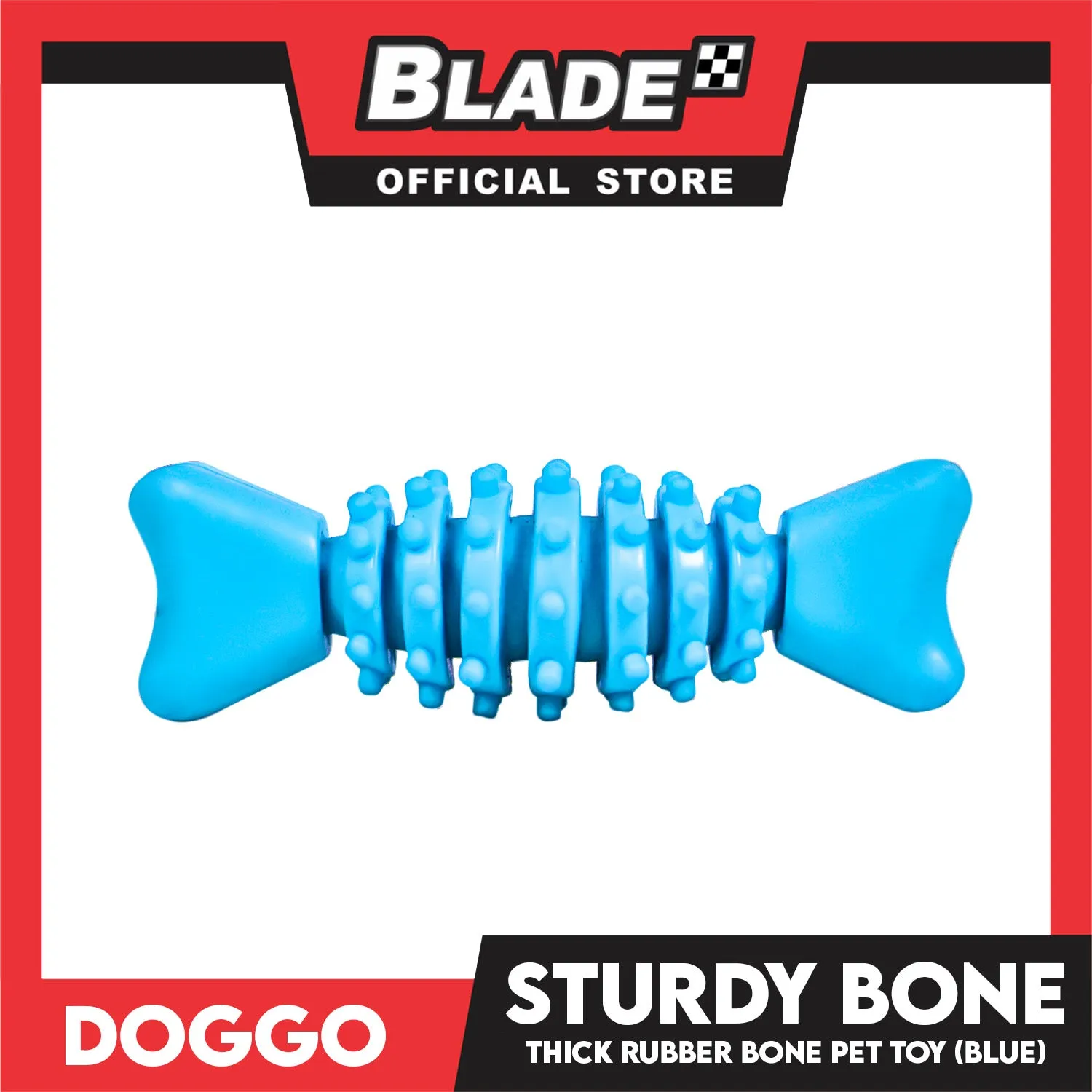 Doggo Sturdy Bone (Blue) Small Size Thick Rubber Material Pet Toy