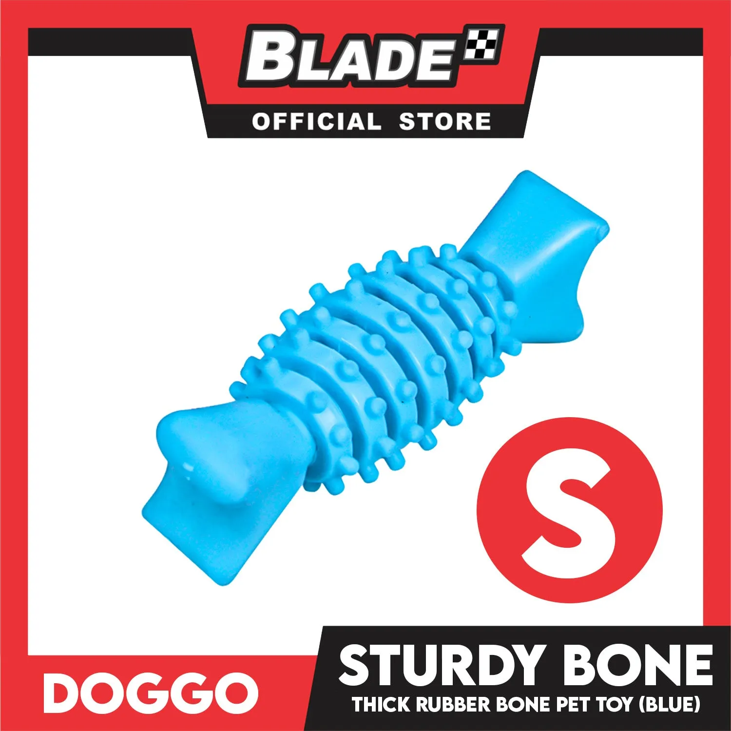 Doggo Sturdy Bone (Blue) Small Size Thick Rubber Material Pet Toy