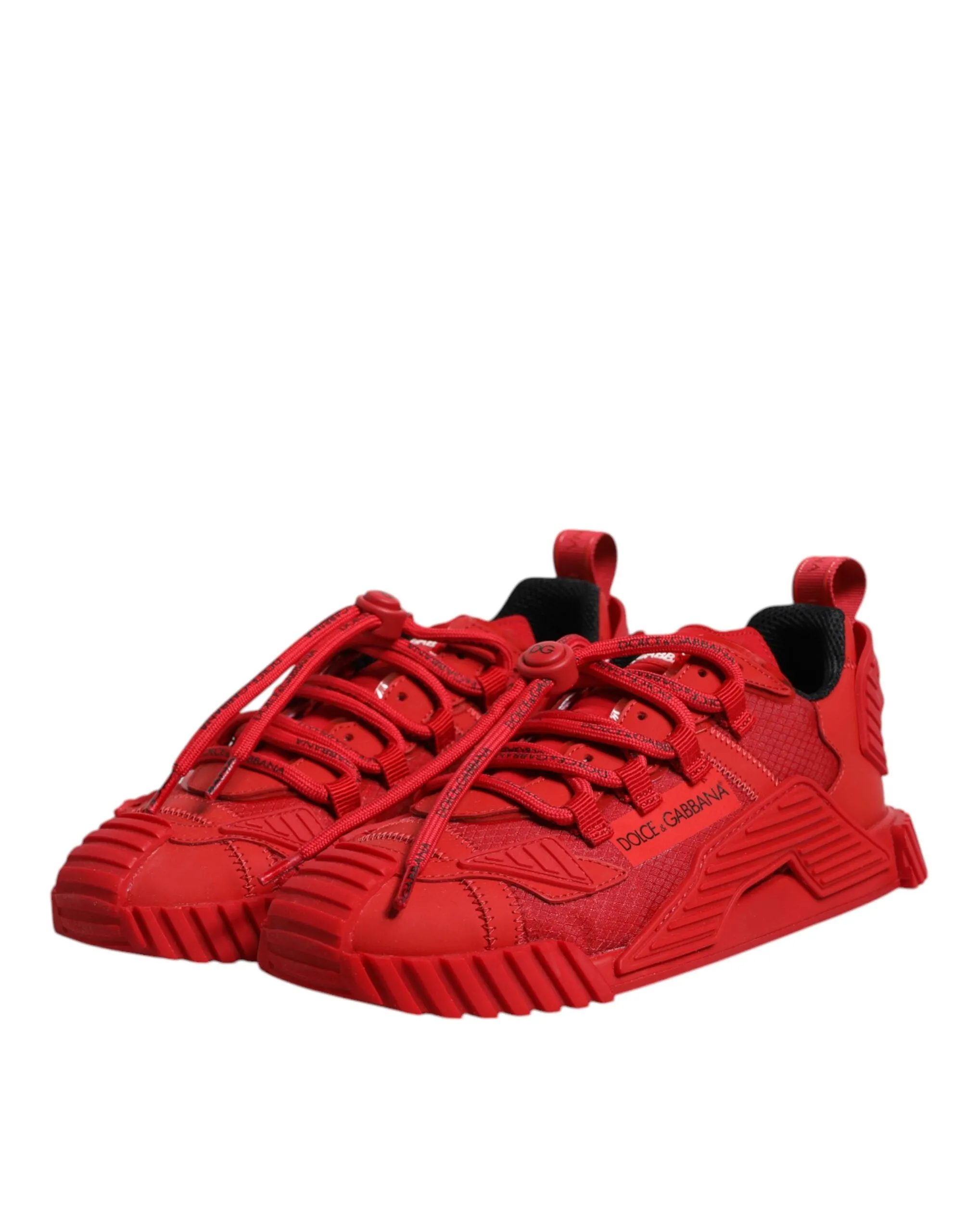 Dolce&Gabbana NS1 Men Red Sneakers Nylon Leather Low Top Athletic Trainer Shoes