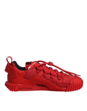 Dolce&Gabbana NS1 Men Red Sneakers Nylon Leather Low Top Athletic Trainer Shoes