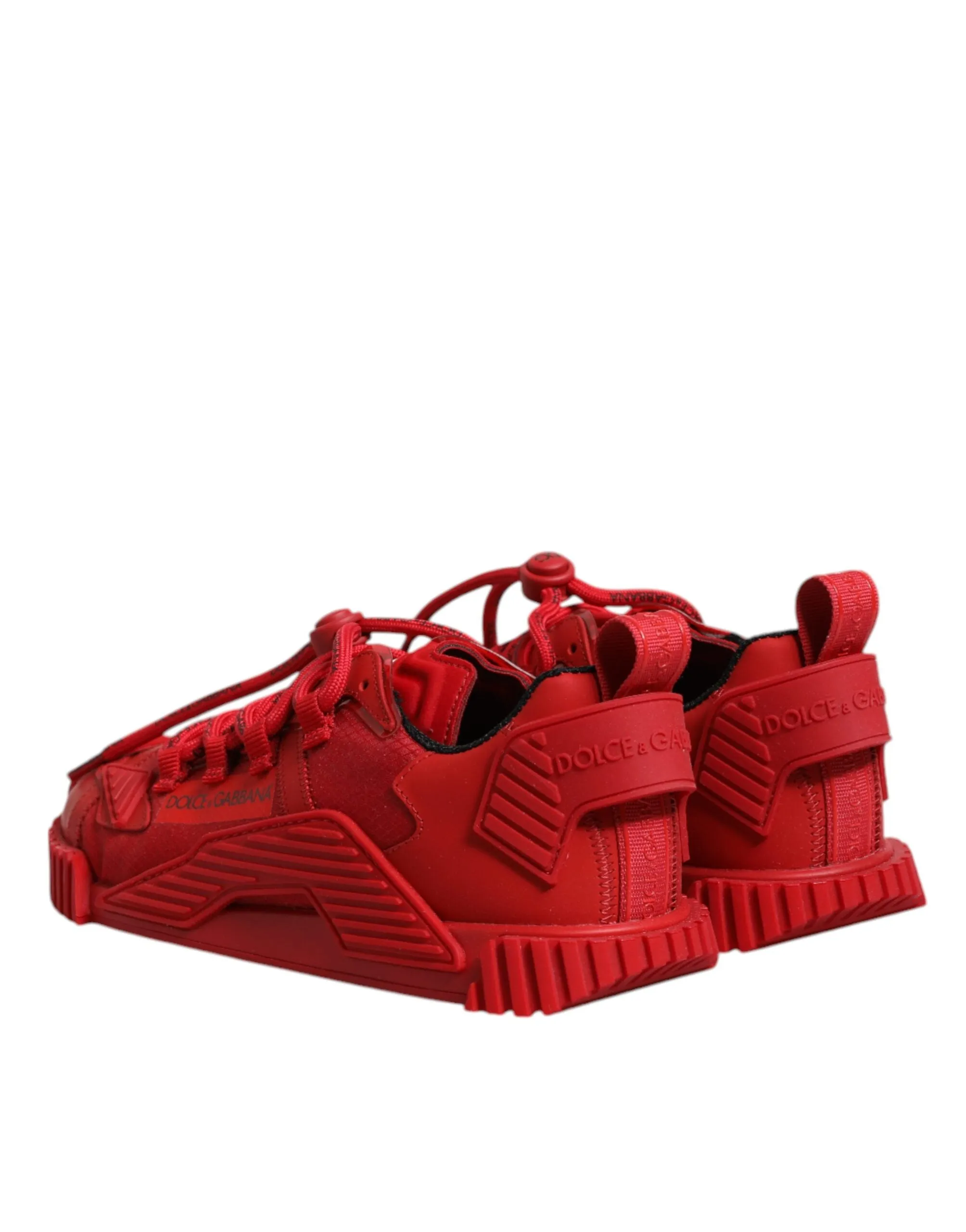 Dolce&Gabbana NS1 Men Red Sneakers Nylon Leather Low Top Athletic Trainer Shoes