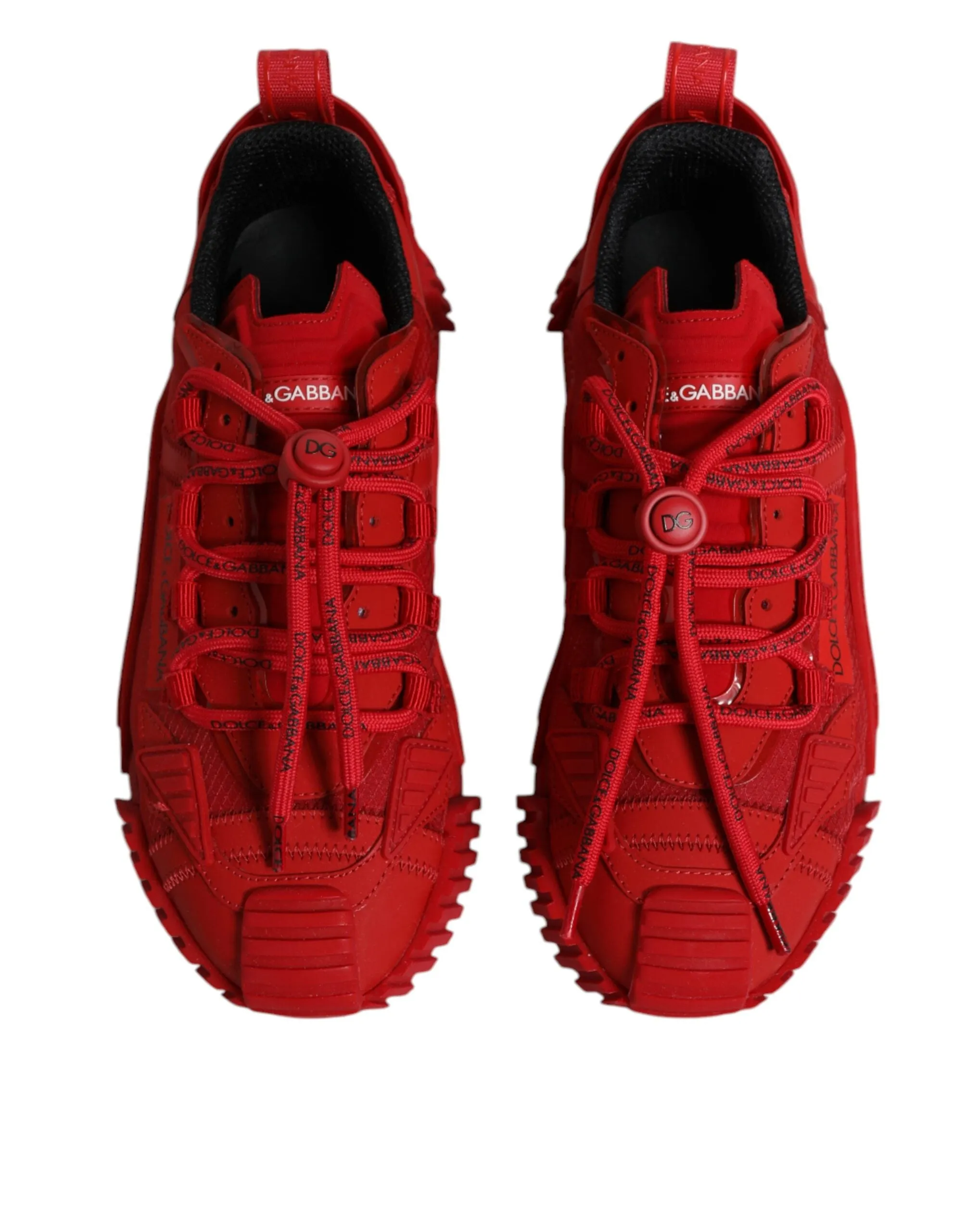 Dolce&Gabbana NS1 Men Red Sneakers Nylon Leather Low Top Athletic Trainer Shoes