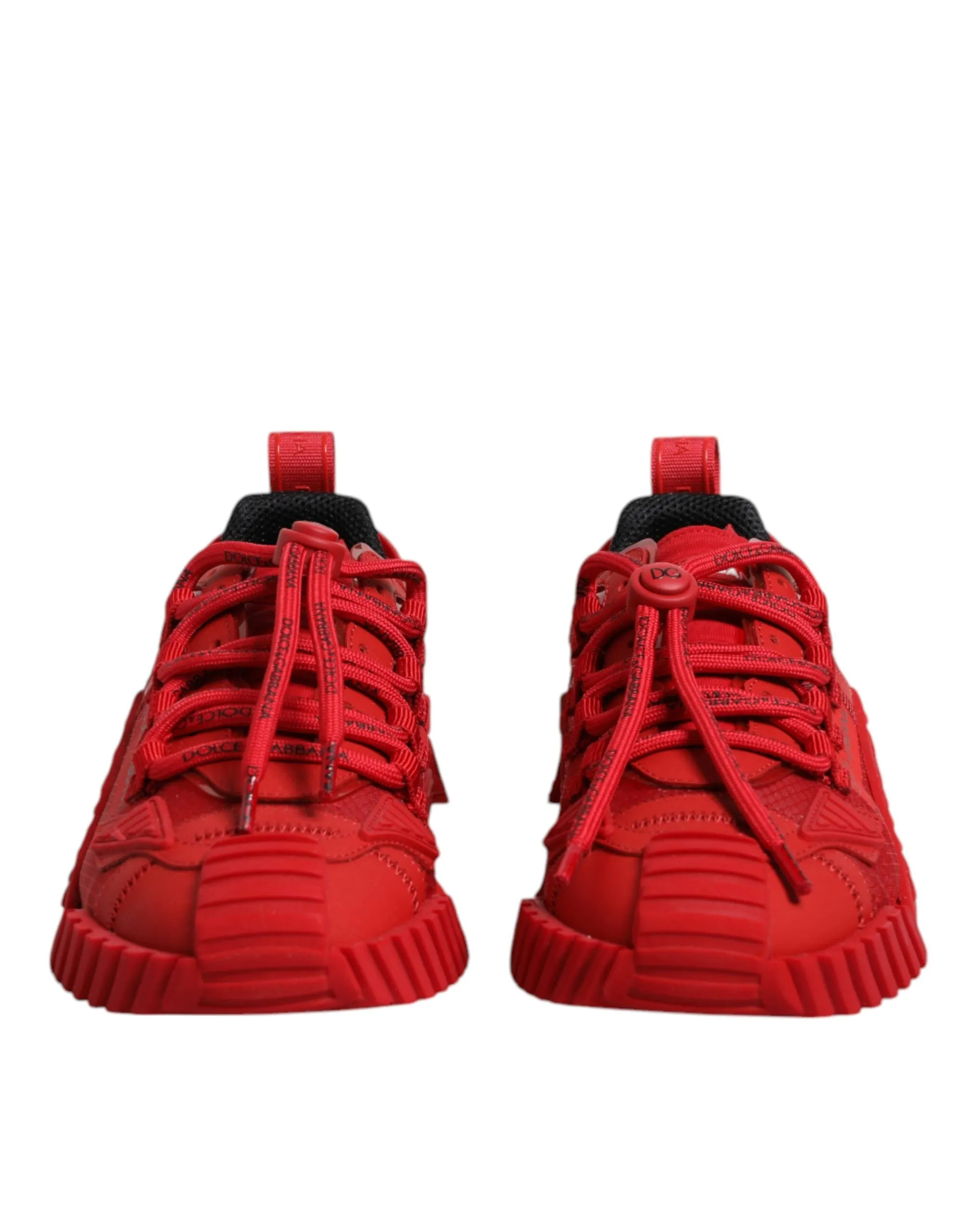 Dolce&Gabbana NS1 Men Red Sneakers Nylon Leather Low Top Athletic Trainer Shoes