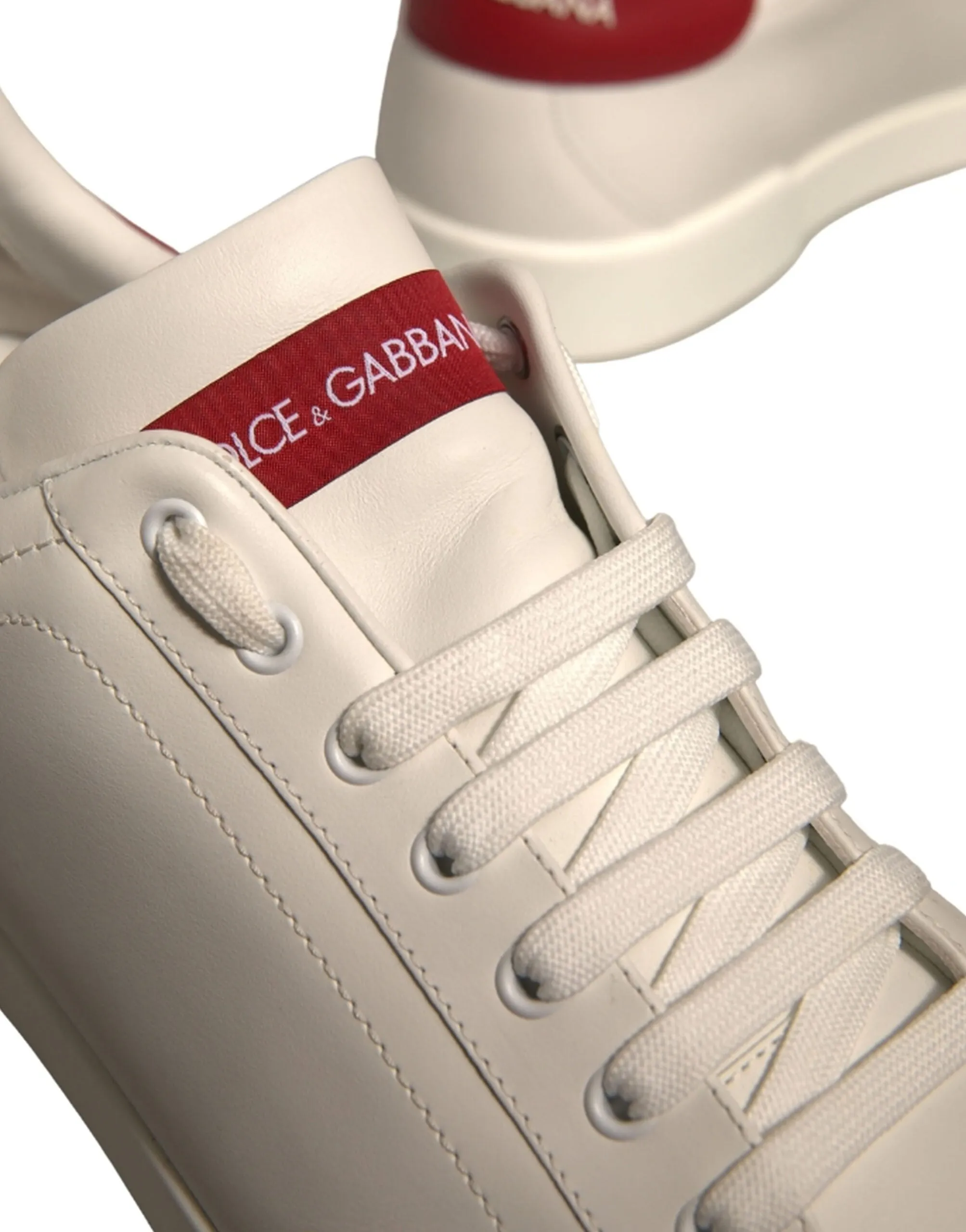 Dolce&Gabbana Portofino Men White Sneakers Leather Casual Trainer Shoes Sz EU 44