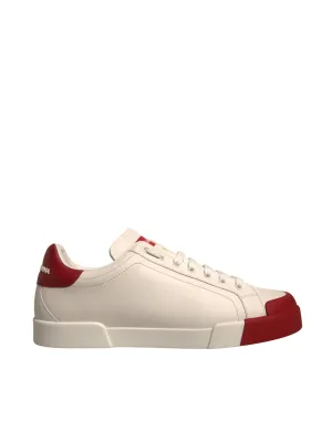 Dolce&Gabbana Portofino Men White Sneakers Leather Casual Trainer Shoes Sz EU 44