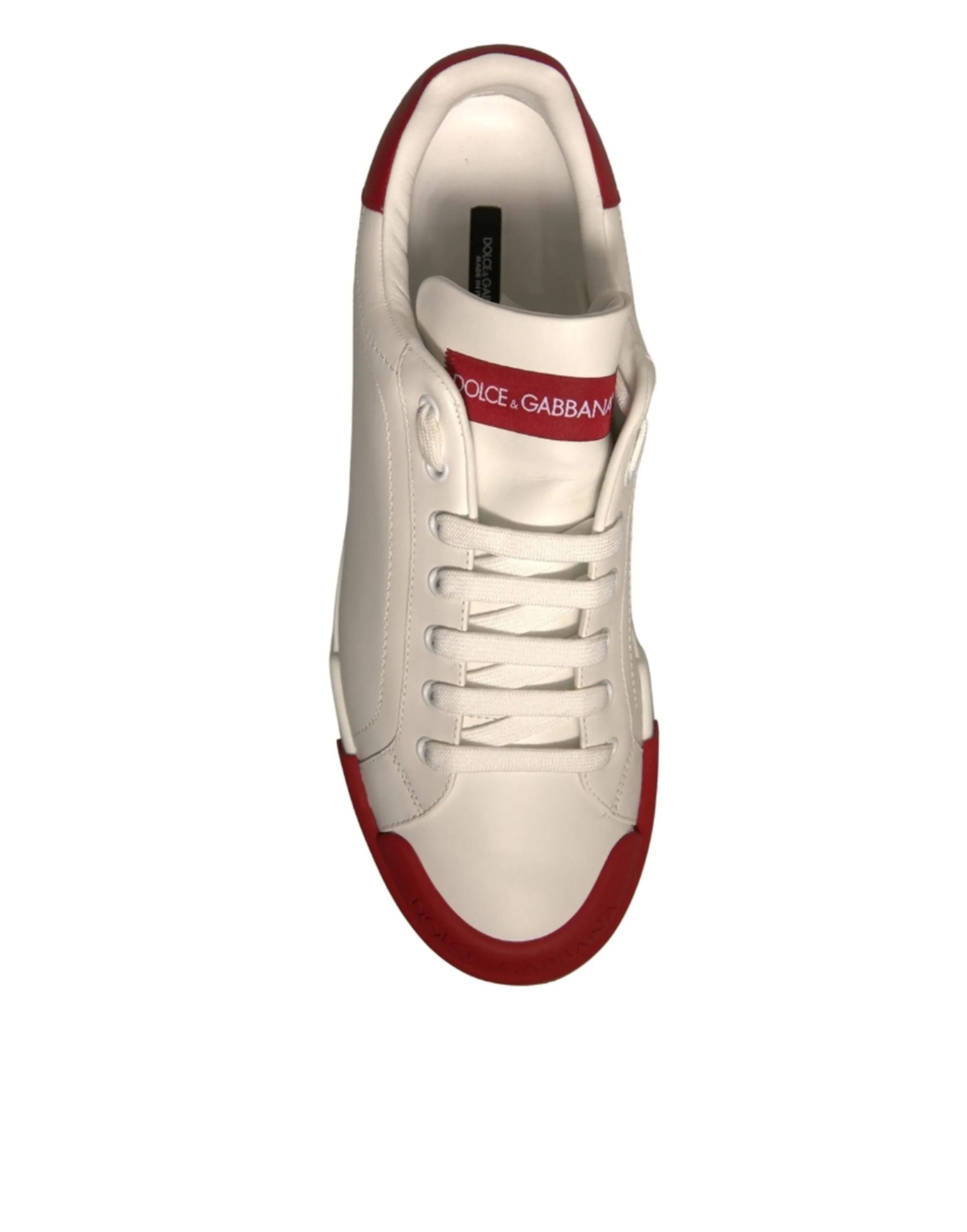 Dolce&Gabbana Portofino Men White Sneakers Leather Casual Trainer Shoes Sz EU 44