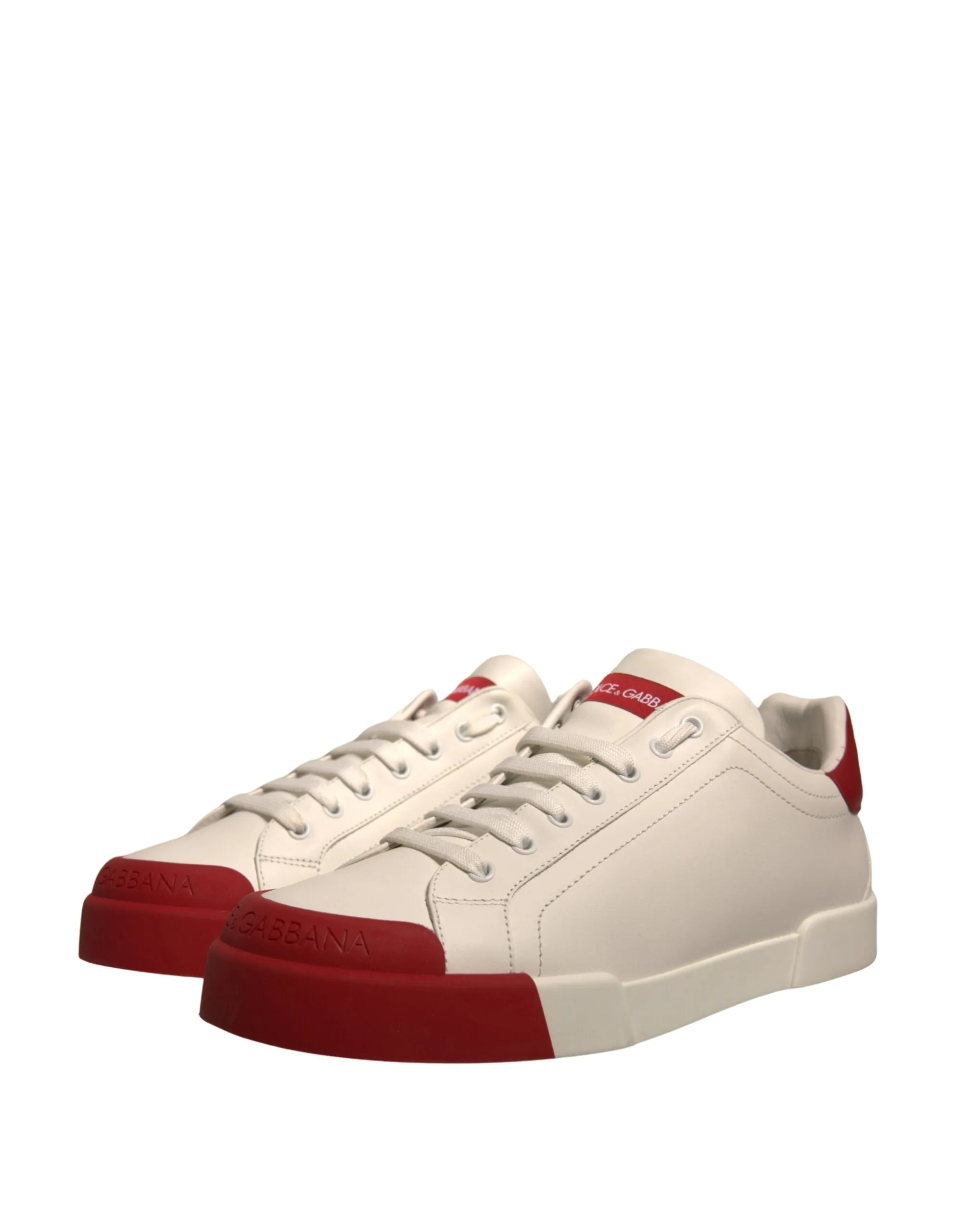 Dolce&Gabbana Portofino Men White Sneakers Leather Casual Trainer Shoes Sz EU 44