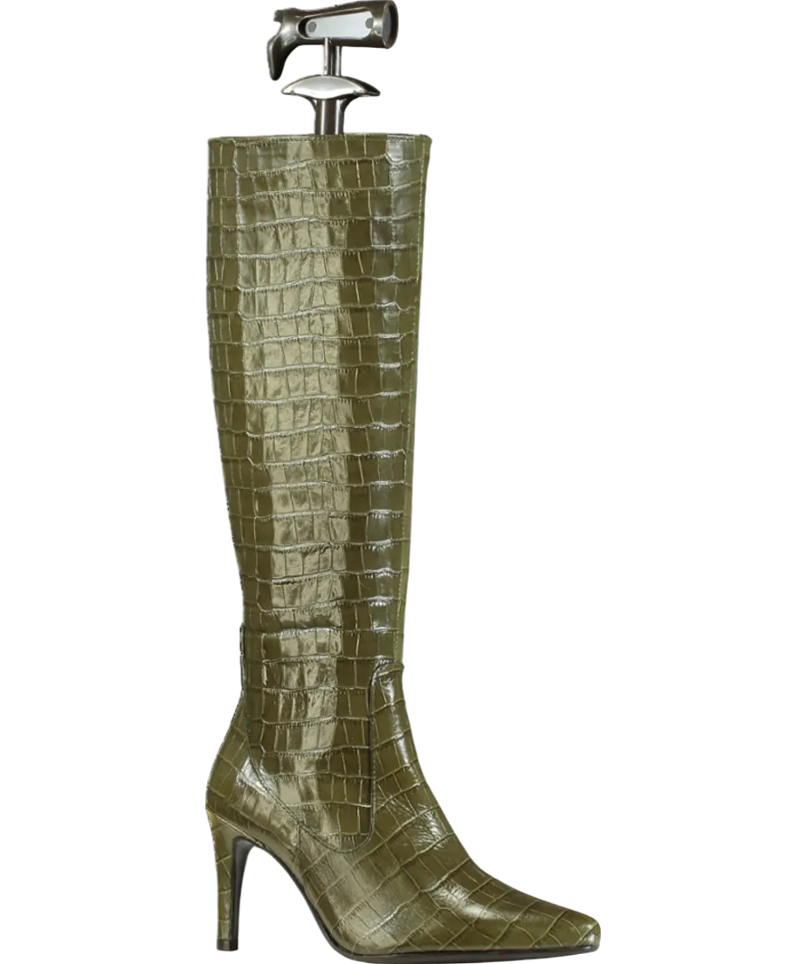 DUO Green Freya Knee High Boots in Green Croc UK 4 EU 37 👠
